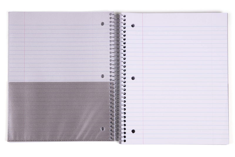 Mintra Office Durable Spiral Notebooks, 5 Subject, (Purple, Wide Ruled 1pk), 200 Sheets, Poly Pockets, Moisture Resistant Cover, School, Office, Business, Professional - Image 3